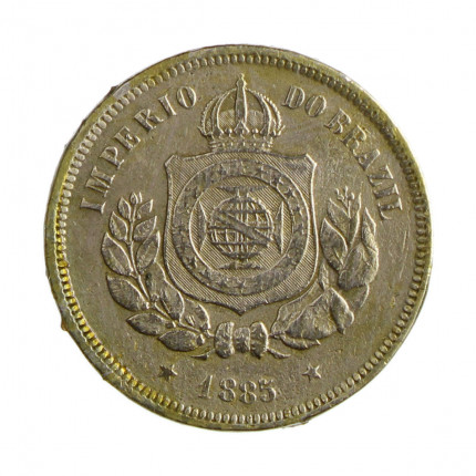 Moeda V-015 100 Réis 1885 MBC C/Sinais de Verniz Cupro Níquel Ø27mm 10gr.