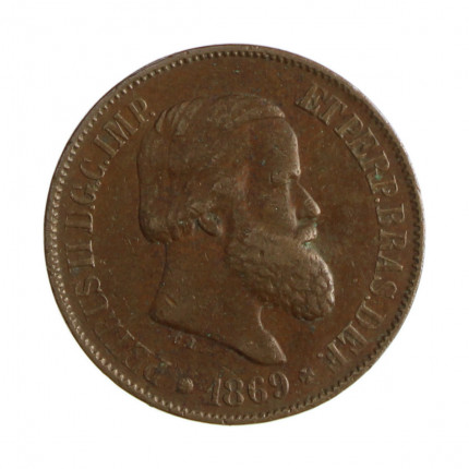 Moeda B-788 20 Réis 1869 MBC C/Ponto Bronze Ø25mm 7gr.