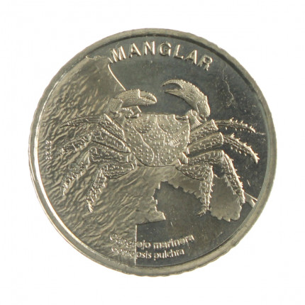 Moeda KM#New 50 Colones 2023 FC Costa Rica América Caranguejo Marinho Latão Revestido de Níquel Ø24,5mm 5,54gr.