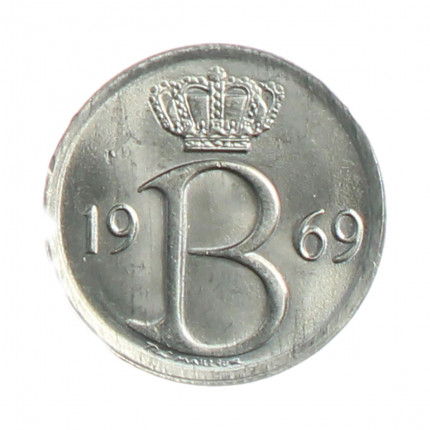 Moeda KM#154 25 Centimes 1969 FC Bélgica Europa Cupro Níquel Ø16mm 1,28gr.
