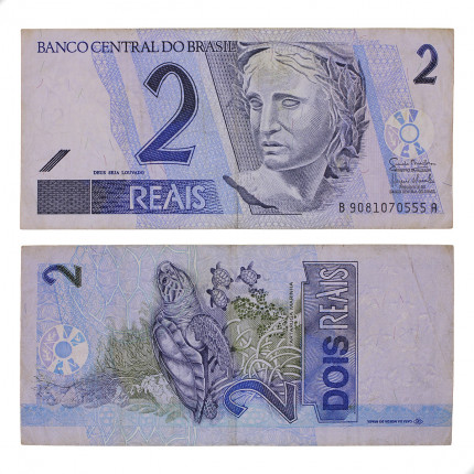 Cédula C-259 2 Reais 2008 BC - Guido Mantega (2ª chancela) / Henrique C. Meirelles