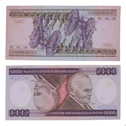 Cédula C-169 5000 Cruzeiros 1985 C/ Manchas SOB
