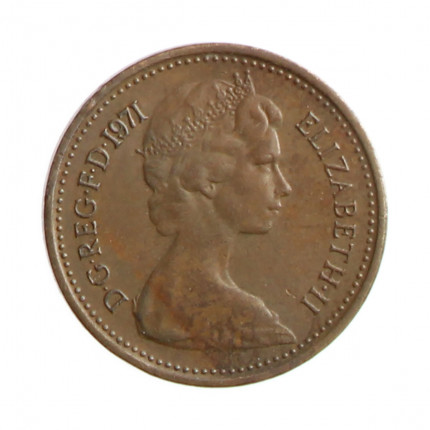 Moeda KM#914 ½ Penny 1971 MBC+ Reino Unido Europa Bronze Ø17,14mm 1,78gr.