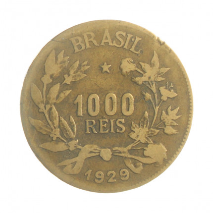 Moeda V-132 1000 Réis 1929 MBC Data Escassa Bronze Alumínio Ø27mm 8gr.*