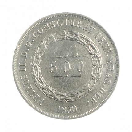 Moeda P-593 500 Réis 1860 MBC Prata 0.917 Ø25,5mm 6,37gr.*