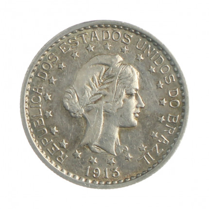 Moeda P-706 500 Réis 1913 A SOB Estrelas Soltas Prata 0.900 Ø22mm 5gr.