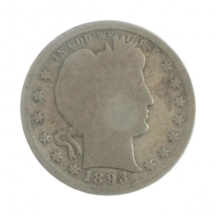 Moeda KM#114 Quarter Dollar Barber Quater 1893 BC USA América Prata 0.900 Ø24,3mm 6,25gr.