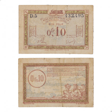 Cédula P#New 10 Centimes 1923 Ocupação do Reno Questão Ferroviária Alemanha Europa BC