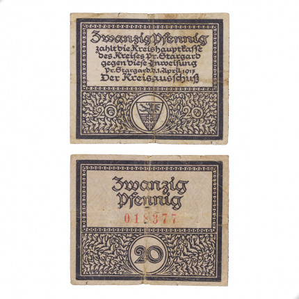 Cédula Notgeld 20 Pfennigs 1917 Alemanha Europa MBC