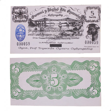  Cédula P#New 5 Shillings 1969 País de Gales Reino Unido Europa SOB/FE