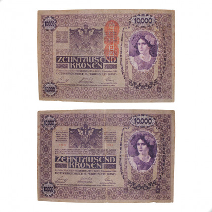 Cédula P#64 10000 Kronen 1918 C/Rasgo Austria Europa MBC