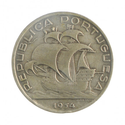 Moeda KM#586 10 Escudos 1954 MBC Portugal Europa Prata 0.680 Ø30mm 12,5gr.