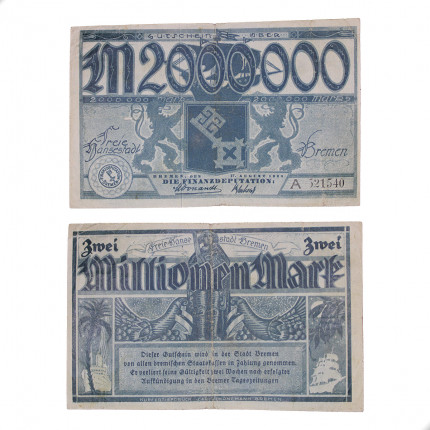 Cédula Notgeld 2.000.000 Marks 1923 Alemanha Europa MBC
