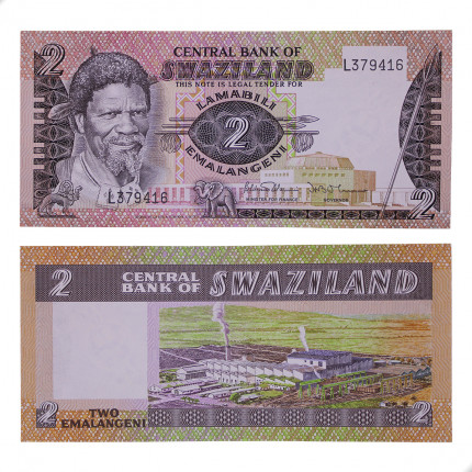 Cédula P#8b 2 Emalangeni 1984 Suazilândia África FE