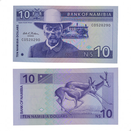 Cédula P#1a 10 Dollars 1993 Namíbia África FE
