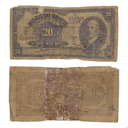Cédula R-205A 20 Mil Réis 1930 C/ Durex UTG