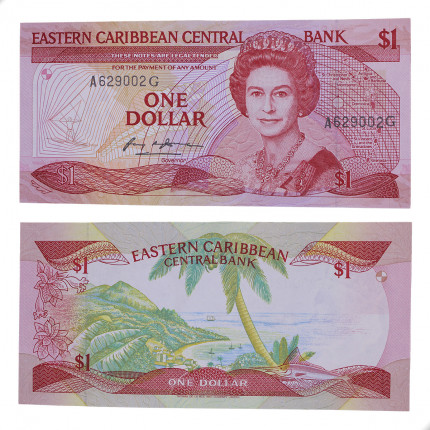 Cédula P#17g 1 Dollar 1985 Granada Caribe Ocidental América FE
