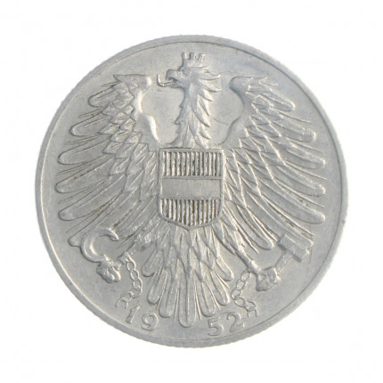 Moeda KM#2879 5 Schilling 1952 MBC Áustria Europa Alumínio Ø31mm 4gr.