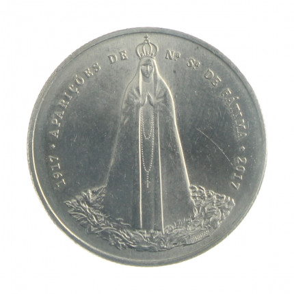 Moeda KM#874 2.50 Euros 2017 MBC+ Portugal Europa 100º Aniversário de Fátima Cupro-Níquel Ø28mm 10gr.