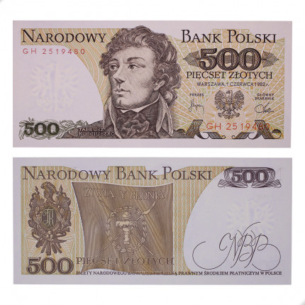 Cédula P#145d 500 Zlotys 1982 Polónia Europa FE