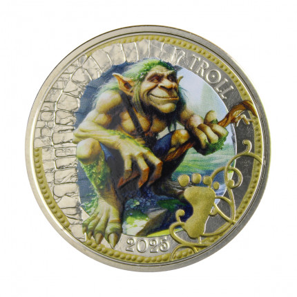 Moeda KM#3396 3 Euros 2025 FC Áustria Europa The Troll - Série Criaturas Místicas Cupro-níquel Ø34mm 16gr.