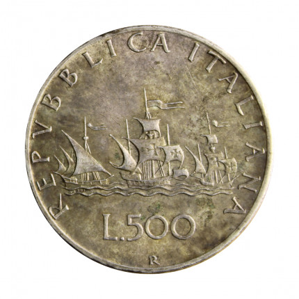Moeda KM#98 500 Liras 1967 R MBC+ Itália Europa Prata 835 Ø29,3mm 11gr.