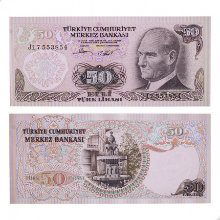 Cédula P#188 50 Liras 1983 Turquia Ásia FE