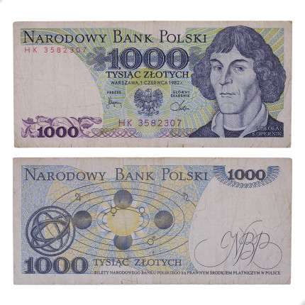 Cédula P#146c 1000 Zlotys 1982 Polónia Europa MBC