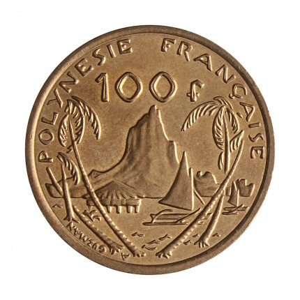 Moeda KM#14 100 Francs 2003 FC Polinésia Oceania Latão R Níquel Ø30mm 10gr.