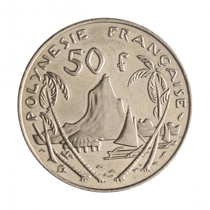Moeda KM#13 50 Francs 1975 SOB/FC Polinésia Oceania Níquel Ø33mm 15gr.