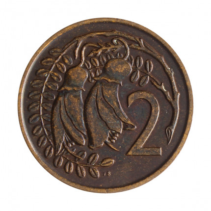 Moeda KM#32.1 2 Cents 1977 MBC Nova Zelândia Oceania Rainha Elizabeth Bronze Ø21,1mm 4,15gr.