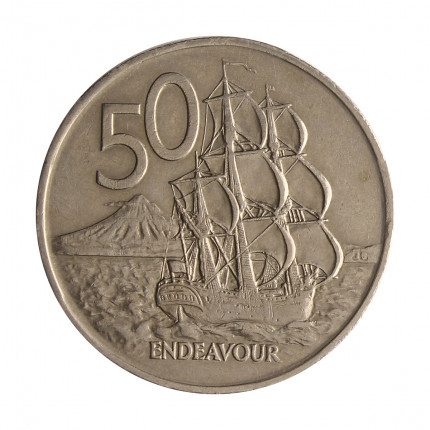 Moeda KM#37.1 50 Cents 1967 MBC+ Nova Zelândia Oceania Rainha Elizabeth Cupro-níquel Ø31,75mm 13,61gr.