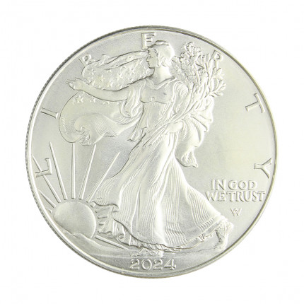 Moeda KM#746 One Dollar American Eagle Silver Dollar Onça 2024 FC USA América Prata 0.999 Ø40mm 31.1gr.