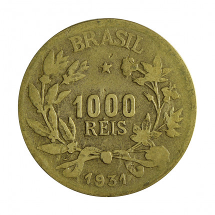 Moeda V-134 1000 Réis 1931 MBC Data Difícil Bronze Alumínio Ø27mm 8gr.
