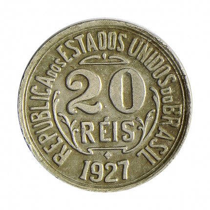 Moeda V-061 20 Réis 1927 MBC Escassa Cupro Níquel Ø15,5mm 2gr.