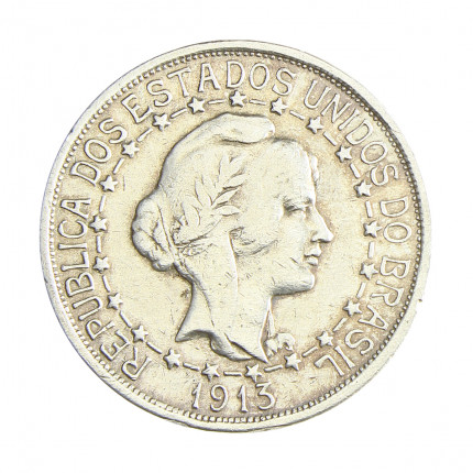 Moeda P-703 1000 Réis 1913 MBC Estrelas Ligadas Prata 900 Ø26mm 10gr.*