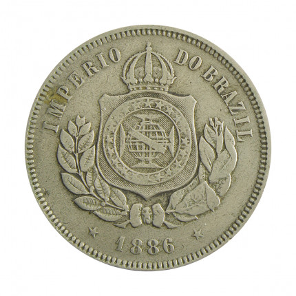 Moeda V-032 200 Réis 1886 MBC+ Data Escassa Cupro Níquel Ø32mm 15gr.*