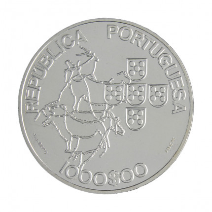 Moeda KM#724 1000 Escudos 2000 SOB/FC Portugal Europa Portugal exerce a Presidência do Conselho da União Europeia Prata