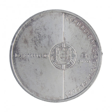 Moeda KM#752 8 Euros 2003 MBC Portugal Europa Valores do Futebol - Fair Play Prata .500 Ø36mm 21,1gr.