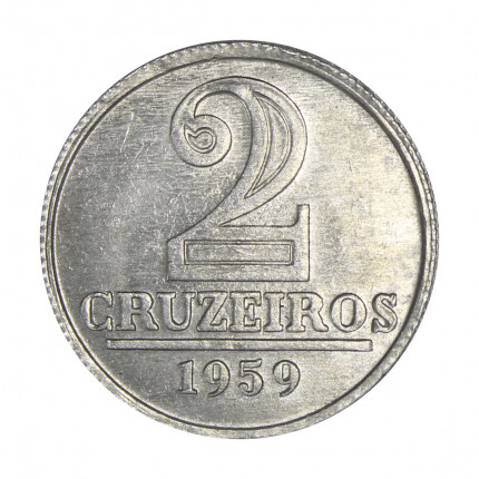 Moeda V-281 2 Cruzeiros 1959 SOB Alumínio Ø25mm 2.7gr.