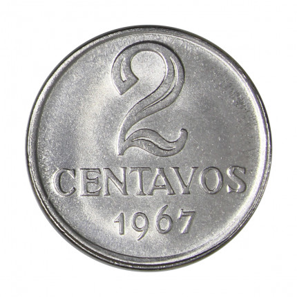 Moeda V-290 2 Centavos 1967 SOB/FC Aço Inoxidável Ø19mm 3,25gr.