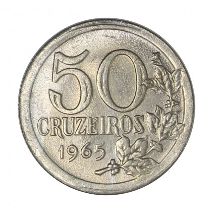 Moeda V-286 50 Cruzeiros 1965 SOB/FC Cupro Níquel Ø18mm 3,3gr.