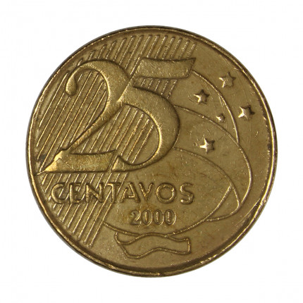 Moeda V-520 25 Centavos 2000 MBC+ Aço Revestido de Bronze Ø25mm 7,5gr.