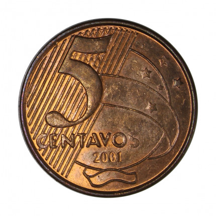 Moeda V-467 5 Centavos 2001 SOB Aço R Cobre Ø22mm 4,1gr.