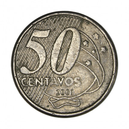 Moeda V-547 50 Centavos 2001 MBC Cupro Níquel Ø23mm 9,25gr.