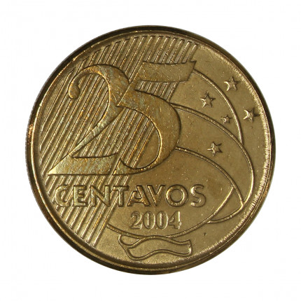 Moeda V-524 25 Centavos 2004 MBC+ Aço R Bronze Ø25mm 7,5gr.
