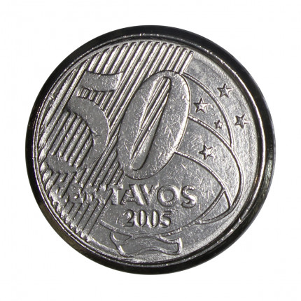 Moeda V-550 50 Centavos 2005 MBC+ Aço Inoxidável Ø23mm 7,8gr.