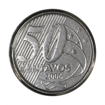 Moeda V-551 50 Centavos 2006 MBC+ Aço Inoxidável Ø23mm 7,8gr.