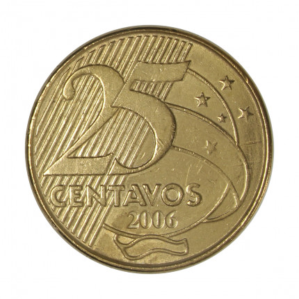 Moeda V-526 25 Centavos 2006 MBC+  Aço Revestido de Bronze Ø25mm 7,5gr.