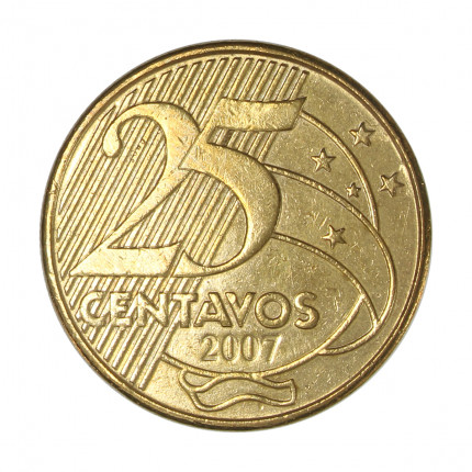 Moeda V-527 25 Centavos 2007  MBC+   Aço R Bronze  Ø25mm 7,5gr.